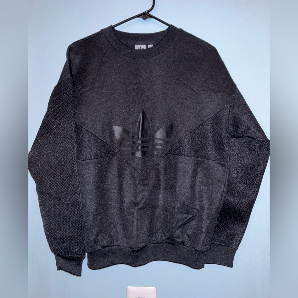 adidas Crew Neck Mesh Sleeve Pullover Sweatshirt